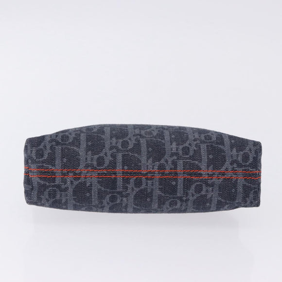 Christian Dior Trotter Canvas Flight Line Pouch Denim Navy Silver Auth 203039A