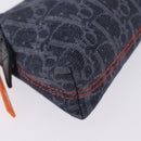 Christian Dior Trotter Canvas Flight Line Pouch Denim Navy Silver Auth 203039A-8