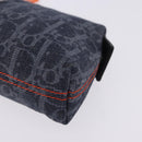 Christian Dior Trotter Canvas Flight Line Pouch Denim Navy Silver Auth 203039A-9