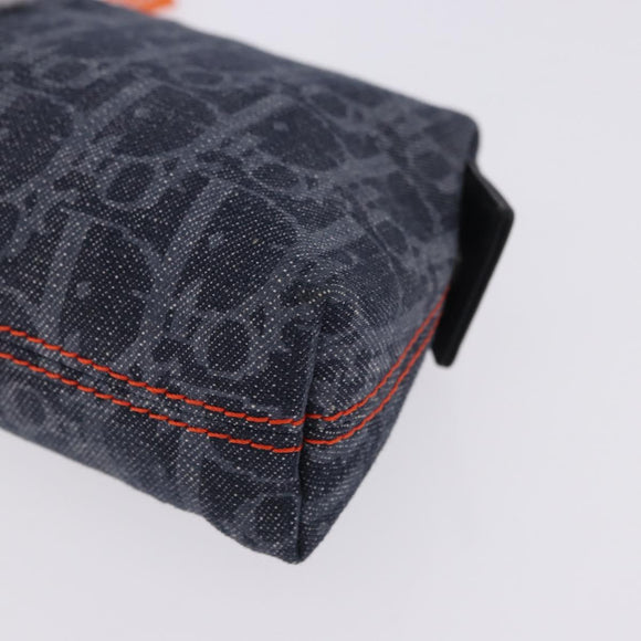 Christian Dior Trotter Canvas Flight Line Pouch Denim Navy Silver Auth 203039A
