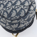 Christian Dior Trotter Canvas saddle Pouch Navy Gold Auth 203040A-15