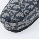 Christian Dior Trotter Canvas saddle Pouch Navy Gold Auth 203040A-16