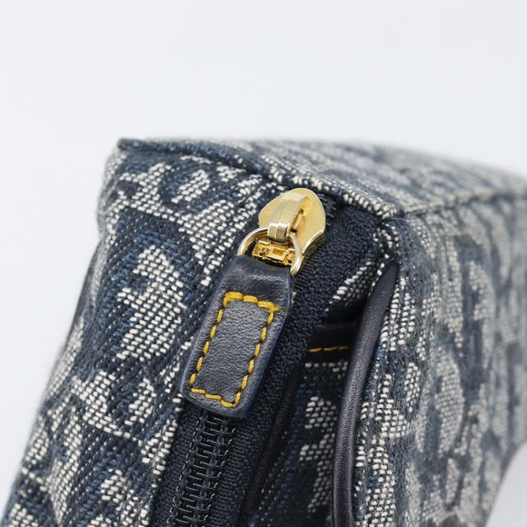 Christian Dior Trotter Canvas saddle Pouch Navy Gold Auth 203040A