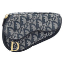 Christian Dior Trotter Canvas saddle Pouch Navy Gold Auth 203040A-13