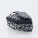 Christian Dior Trotter Canvas saddle Pouch Navy Gold Auth 203040A-3