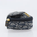 Christian Dior Trotter Canvas saddle Pouch Navy Gold Auth 203040A-4