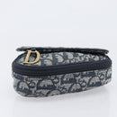 Christian Dior Trotter Canvas saddle Pouch Navy Gold Auth 203040A-6