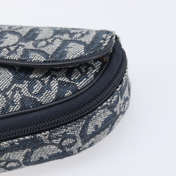 Christian Dior Trotter Canvas saddle Pouch Navy Gold Auth 203040A