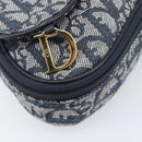 Christian Dior Trotter Canvas saddle Pouch Navy Gold Auth 203040A-14