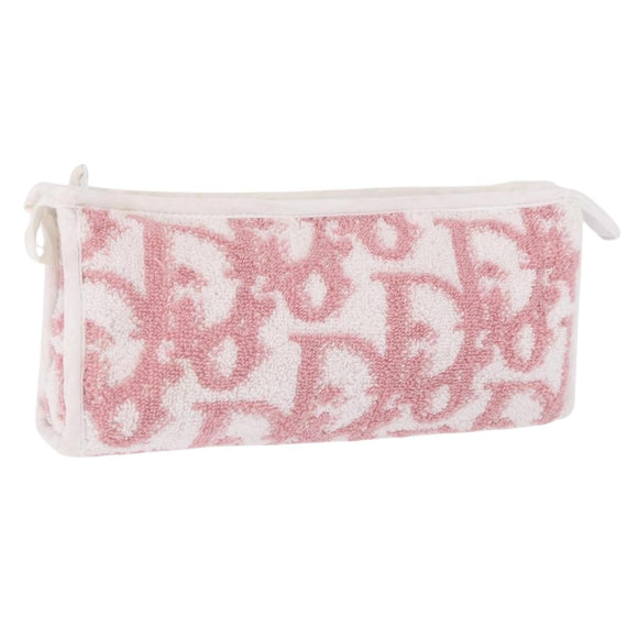 Christian Dior Trotter Canvas Pouch Pile Pink Auth 203042