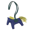 HERMES Rodeo MM Charm Leather Blue Auth 203043M-1