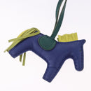 HERMES Rodeo MM Charm Leather Blue Auth 203043M-10