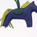 HERMES Rodeo MM Charm Leather Blue Auth 203043M-12