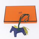 HERMES Rodeo MM Charm Leather Blue Auth 203043M-17