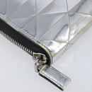 PRADA Long Wallet Leather Silver Auth 203045-15
