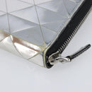 PRADA Long Wallet Leather Silver Auth 203045-16