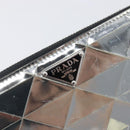 PRADA Long Wallet Leather Silver Auth 203045-18