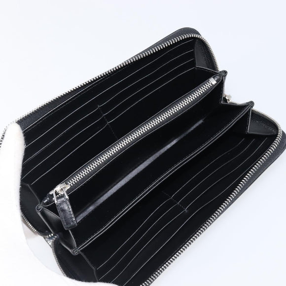 PRADA Long Wallet Leather Silver Auth 203045