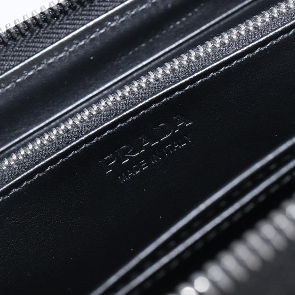 PRADA Long Wallet Leather Silver Auth 203045