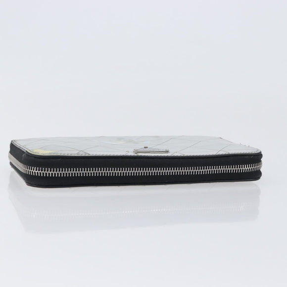 PRADA Long Wallet Leather Silver Auth 203045