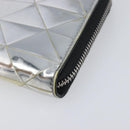 PRADA Long Wallet Leather Silver Auth 203045-14