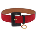 CELINE Circle Belt Leather 29.9"" Red Gold Auth 203046-1