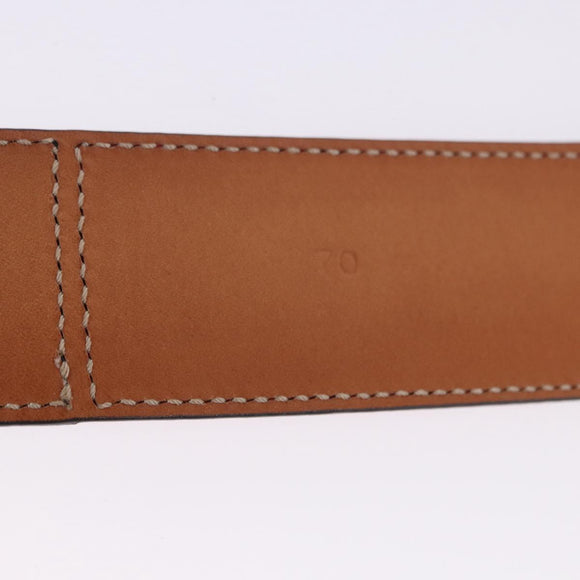 CELINE Circle Belt Leather 29.9"" Red Gold Auth 203046