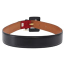 CELINE Circle Belt Leather 29.9"" Red Gold Auth 203046-2