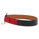 CELINE Circle Belt Leather 29.9"" Red Gold Auth 203046-3