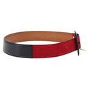 CELINE Circle Belt Leather 29.9"" Red Gold Auth 203046-4