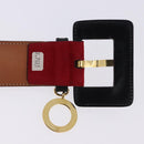 CELINE Circle Belt Leather 29.9"" Red Gold Auth 203046-6