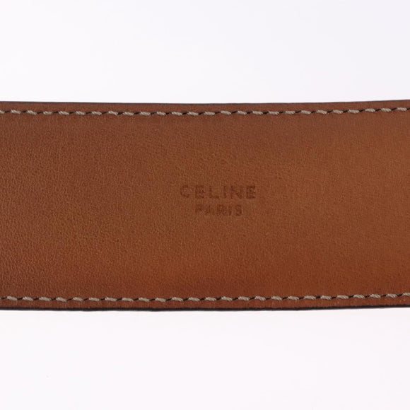 CELINE Circle Belt Leather 29.9"" Red Gold Auth 203046
