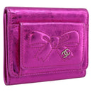 CHANEL Wallet Leather Pink Silver CC Auth 203048V-1