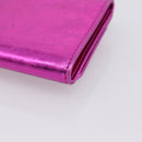 CHANEL Wallet Leather Pink Silver CC Auth 203048V-16