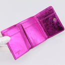CHANEL Wallet Leather Pink Silver CC Auth 203048V-7