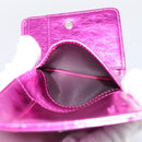 CHANEL Wallet Leather Pink Silver CC Auth 203048V-21