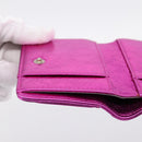 CHANEL Wallet Leather Pink Silver CC Auth 203048V-22