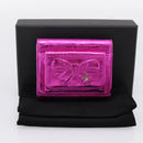 CHANEL Wallet Leather Pink Silver CC Auth 203048V-12