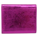 CHANEL Wallet Leather Pink Silver CC Auth 203048V-2