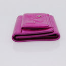 CHANEL Wallet Leather Pink Silver CC Auth 203048V-3