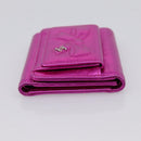 CHANEL Wallet Leather Pink Silver CC Auth 203048V-4