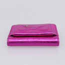 CHANEL Wallet Leather Pink Silver CC Auth 203048V-5