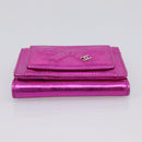 CHANEL Wallet Leather Pink Silver CC Auth 203048V-6
