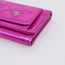 CHANEL Wallet Leather Pink Silver CC Auth 203048V-14