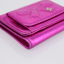CHANEL Wallet Leather Pink Silver CC Auth 203048V-15