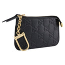 GUCCI GG Canvas Guccissima Coin Purse Leather Black Gold 447964 Auth 203049V-1