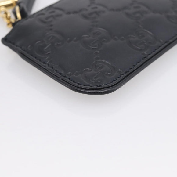 GUCCI GG Canvas Guccissima Coin Purse Leather Black Gold 447964 Auth 203049V