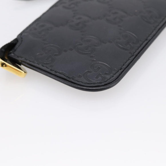 GUCCI GG Canvas Guccissima Coin Purse Leather Black Gold 447964 Auth 203049V