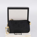 GUCCI GG Canvas Guccissima Coin Purse Leather Black Gold 447964 Auth 203049V-19