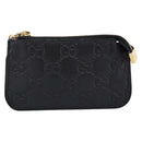 GUCCI GG Canvas Guccissima Coin Purse Leather Black Gold 447964 Auth 203049V-2
